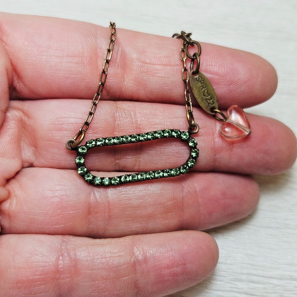 Sabika Nourishing Necklace Open Oval Green Tourmaline Swarovski Crystal